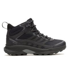 Buty trekkingowe - męskie - Merrell Speed Strike 2 Mid GORE-TEX - czarne. Czarne buty turystyczne Merrell, bez wzorów, z gore-texu, bez zapięcia, trekkingowe, gore-tex. Za 499.00 zł.