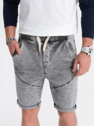 Krótkie spodenki męskie jeansowe - szare V4 W361 - M. Szare szorty Ombre Clothing, m, bez wzorów, z bawełny. W wyprzedaży za 69.99 zł.