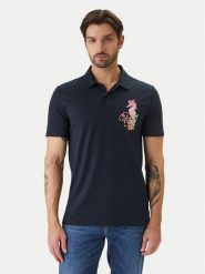 Guess Polo F6GP01 K8FQ4 Granatowy Regular Fit. Niebieskie koszulki polo Guess, m, z aplikacjami, z bawełny, bez kołnierzyka, bez ramiączek. Za 219.99 zł.