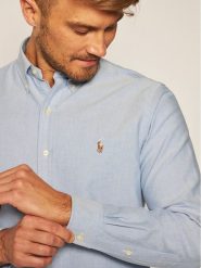 Polo Ralph Lauren Koszula Cupdppcs 710792041002 Błękitny Custom Fit. Niebieskie koszule Polo Ralph Lauren, m, bez wzorów, z bawełny, bez kołnierzyka, bez ramiączek. Za 429.99 zł.