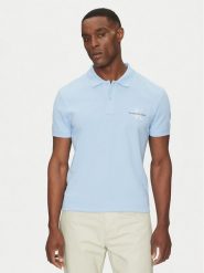 Calvin Klein Jeans Polo Monologo J30J325664 Błękitny Regular Fit. Niebieskie koszulki polo Calvin Klein Jeans, m, bez wzorów, z bawełny, bez kołnierzyka, bez ramiączek. Za 259.99 zł.