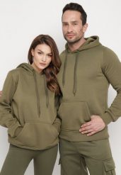 Ciemnozielona Bluza Evoire. Zielone bluzy Born2be, l, bez wzorów, z kapturem. W wyprzedaży za 46.74 zł.