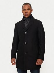 Hechter Paris Płaszcz wełniany 45014 142270 Czarny Regular Fit. Czarne płaszcze Hechter Paris, na zimę, m, bez wzorów, z syntetyku, bez kaptura. Za 1,499.00 zł.
