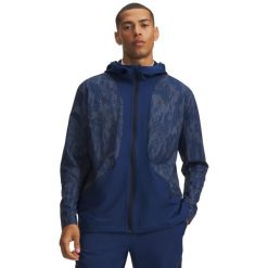 Kurtka męska Under Armour Unstoppable Woven Jacket 6014621. Niebieskie kurtki Under Armour, m, bez wzorów, z elastanu, z kapturem. Za 484.90 zł.