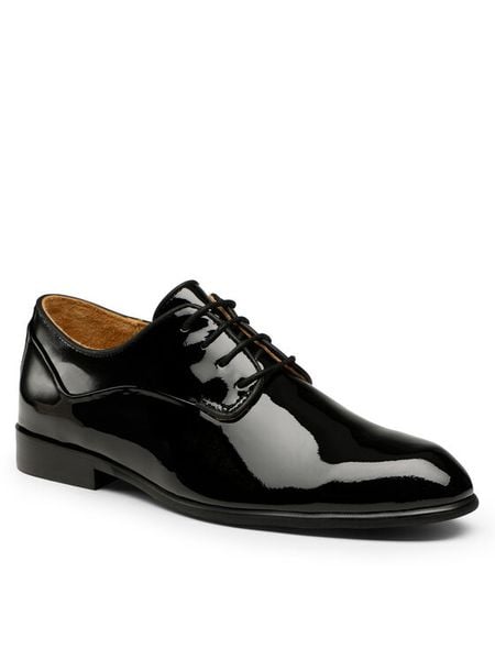 Gino Rossi Półbuty GIULIO-01 122AM Czarny. Czarne eleganckie półbuty Gino Rossi, bez wzorów, z lakierowanej skóry, bez obcasa, bez zapięcia. Za 208.99 zł.