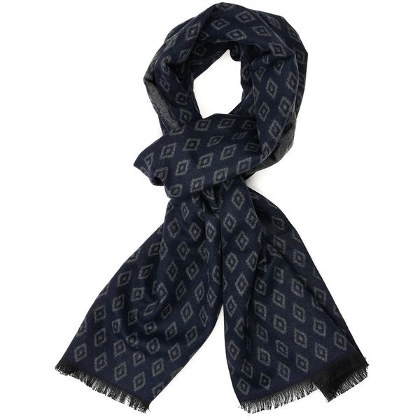 Granatowy Szalik Męski Ciepły Miękki Szal Gładki Elegancki Mes-Jed. Niebieskie szaliki bez wzorów, z materiału. Za 29.99 zł.