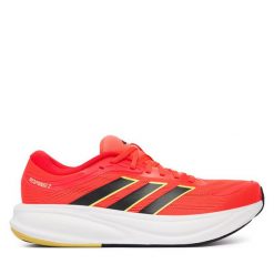 Buty do biegania adidas. Czerwone buty do biegania Adidas, bez wzorów, bez zapięcia, do biegania. Za 299.99 zł.