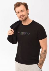Czarny t-shirt T-MOOVO. Czarne t-shirty Volcano, l, bez wzorów, z bawełny, bez kołnierzyka, bez ramiączek. Za 59.99 zł.