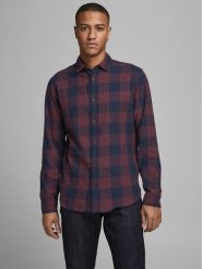 Jack&Jones Koszula 12181602 Granatowy Slim Fit. Niebieskie koszule Jack&Jones, m, bez wzorów, z bawełny, bez kołnierzyka, bez ramiączek. Za 109.99 zł.