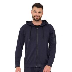 Bluza męska wełniana z kapturem Brubeck OUTDOOR MERINO. Niebieskie bluzy Brubeck, l, bez wzorów, z elastanu, z kapturem. Za 439.00 zł.