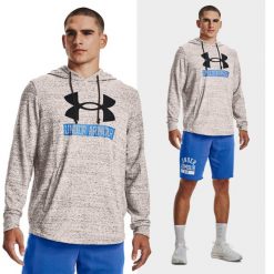 Bluza fitness męska UNDER ARMOUR Rival Terry z kapturem. Białe bluzy Under Armour, m, bez wzorów, z kapturem. Za 109.99 zł.