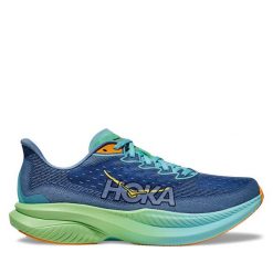 Buty do biegania Hoka. Niebieskie buty do biegania HOKA, bez wzorów, bez zapięcia, do biegania. Za 749.99 zł.