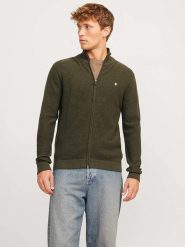 Jack & Jones Kardigan "Blurony" w kolorze khaki rozmiar: L. Brązowe swetry rozpinane Jack & Jones, l, bez wzorów, z bawełny, bez kołnierzyka, bez ramiączek. Za 113.90 zł.