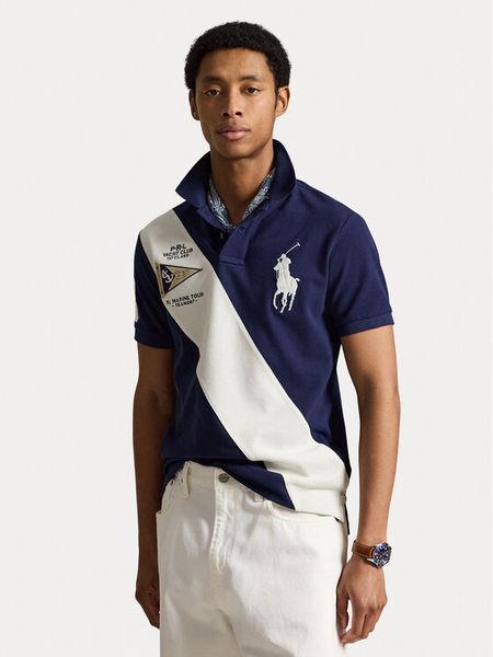 Polo Ralph Lauren Polo 710B21920001 Granatowy Regular Fit. Niebieskie koszulki polo sportowe Polo Ralph Lauren, m, bez wzorów, z bawełny, bez kołnierzyka, bez ramiączek. Za 949.99 zł.