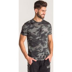 Wielokolorowy t-shirt EA7 w pstrokaty wzór. Białe t-shirty EA7 Emporio Armani, l, bez wzorów, z bawełny, bez kołnierzyka, bez ramiączek. Za 111.60 zł.