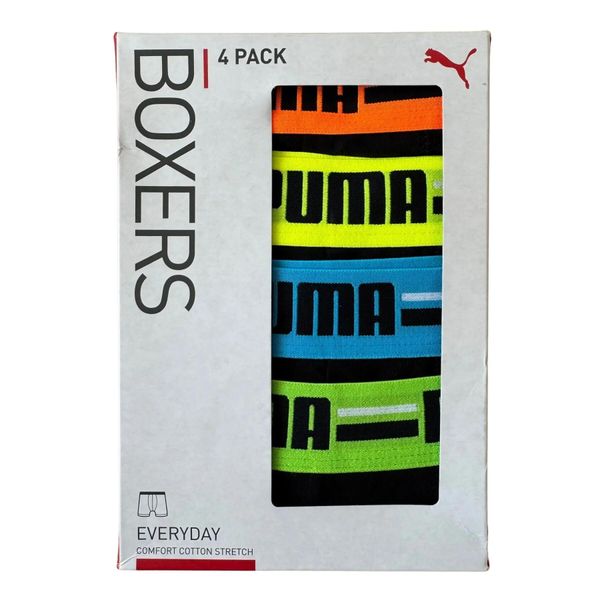 Bokserki męskie Puma BASIC BRAND ELASTIC 4-PACK 93819706. Bokserki Puma, l, bez wzorów, z bawełny. Za 194.37 zł.