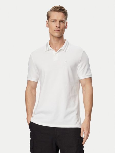 Calvin Klein Jeans Polo Monogram LV04RC276G Biały Slim Fit. Białe koszulki polo Calvin Klein Jeans, m, bez wzorów, z bawełny, bez kołnierzyka, bez ramiączek. Za 202.99 zł.