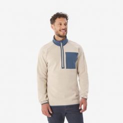 Sweter turystyczny męski Quechua NH500. Brązowe swetry nierozpinane QUECHUA, m, bez wzorów, z bawełny, bez kołnierzyka, bez ramiączek. Za 129.99 zł.
