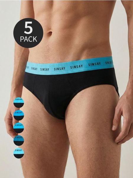 Bawełniane majtki slipy 5 pack - czarny. Czarne slipki Sinsay, l, bez wzorów, z bawełny. Za 29.99 zł.