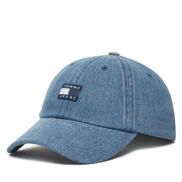 Czapka z daszkiem Tommy Jeans. Niebieskie czapki z daszkiem Tommy Jeans, bez wzorów, z denimu. Za 126.99 zł.