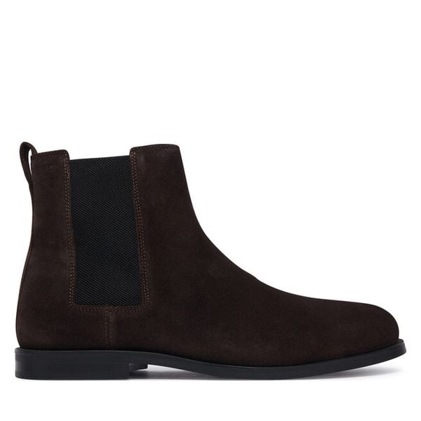 Sztyblety Calvin Klein. Brązowe botki sznurowane CALVIN KLEIN, bez wzorów, bez obcasa, bez zapięcia. Za 649.99 zł.