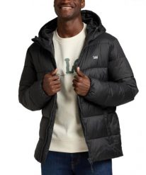 LEE MĘSKA KURTKA ZIMOWA PUFFER JACKET WASHED BLACK 112339011 LV20017013. Czarne kurtki Lee, na zimę, m, bez wzorów, bez kaptura. Za 359.99 zł.