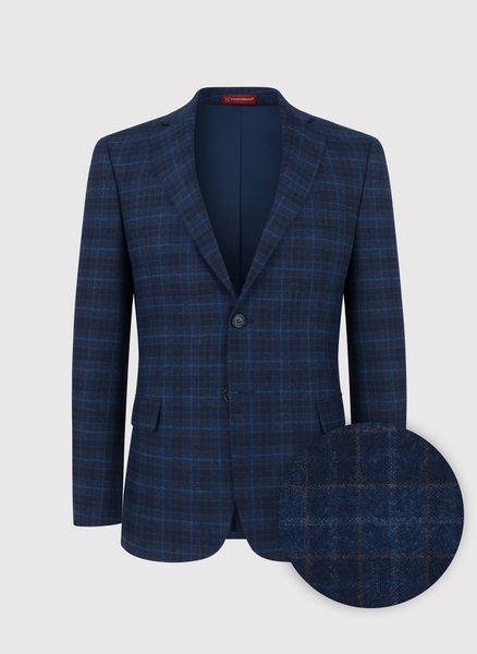 PAKO LORENTE – Granatowa marynarka w drobną kratkę. Garnitury Pako Lorente, na co dzień, m, bez wzorów, z elastanu, casualowe. Za 499.99 zł.