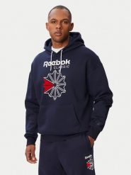 Reebok Bluza Hainrich RK25734CCM Granatowy Regular Fit. Niebieskie bluzy Reebok, m, bez wzorów, z bawełny, bez kaptura. Za 249.99 zł.