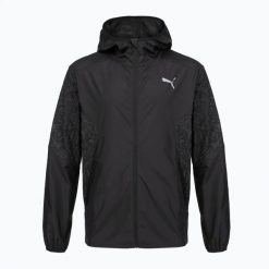 Kurtka do biegania męska PUMA Run AOP Lightweight Jacket. Czarne kurtki Puma, l, bez wzorów, z materiału, bez kaptura. Za 199.99 zł.
