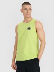 4F Tank top regular męski - zielony XXL. Zielone bezrękawniki 4F, m, bez wzorów, z bawełny, bez kołnierzyka, bez ramiączek. Za 49.99 zł.