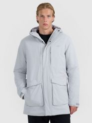 4F Parka przejściowa membrana 8000 męska - szara XL. Szare kurtki przeciwdeszczowe 4F, m, bez wzorów, bez kaptura. Za 699.99 zł.