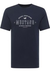 Męski T-Shirt Mustang Style Alex Dark Sapphire 1017999 4136. Niebieskie t-shirty Mustang, m, bez wzorów, bez kołnierzyka, bez ramiączek. Za 79.99 zł.