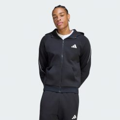 BLUZA STADIUM Z KAPTUREM, MAŁYM LOGO I SUWAKIEM NA CAŁEJ DŁUGOŚCI. Czarne bluzy z kapturem Adidas, s, bez wzorów, z bawełny, z kapturem. Za 329.00 zł.
