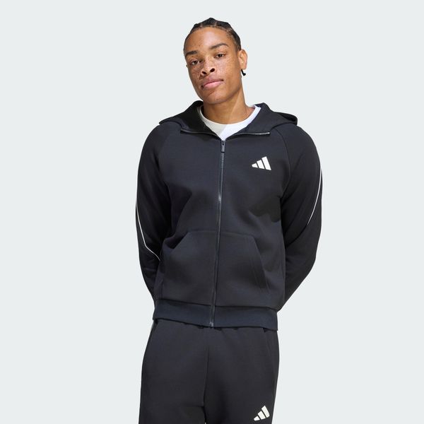 BLUZA STADIUM Z KAPTUREM, MAŁYM LOGO I SUWAKIEM NA CAŁEJ DŁUGOŚCI. Czarne bluzy z kapturem Adidas, s, bez wzorów, z bawełny, z kapturem. Za 329.00 zł.