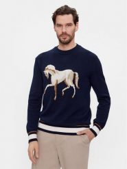 United Colors Of Benetton Sweter 1594K106P Granatowy Regular Fit. Niebieskie swetry rozpinane United Colors Of Benetton, l, bez wzorów, z bawełny, bez kołnierzyka, bez ramiączek. Za 209.99 zł.