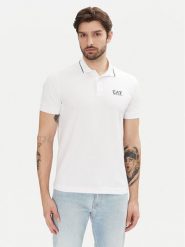 EA7 Emporio Armani Polo 8NPF16 PJVUZ 1100 Biały Slim Fit. Białe koszulki polo EA7 Emporio Armani, m, bez wzorów, z bawełny, bez kołnierzyka, bez ramiączek. Za 239.99 zł.