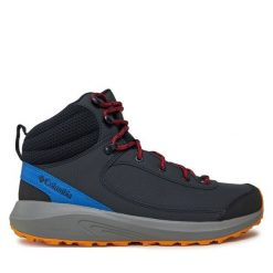 Trekkingi Columbia. Niebieskie botki sznurowane Columbia, bez wzorów, bez obcasa, bez zapięcia. Za 499.99 zł.