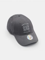 Bawełniana czapka z daszkiem i haftem - szary. Szare czapki z daszkiem Sinsay, bez wzorów, z bawełny. Za 19.99 zł.