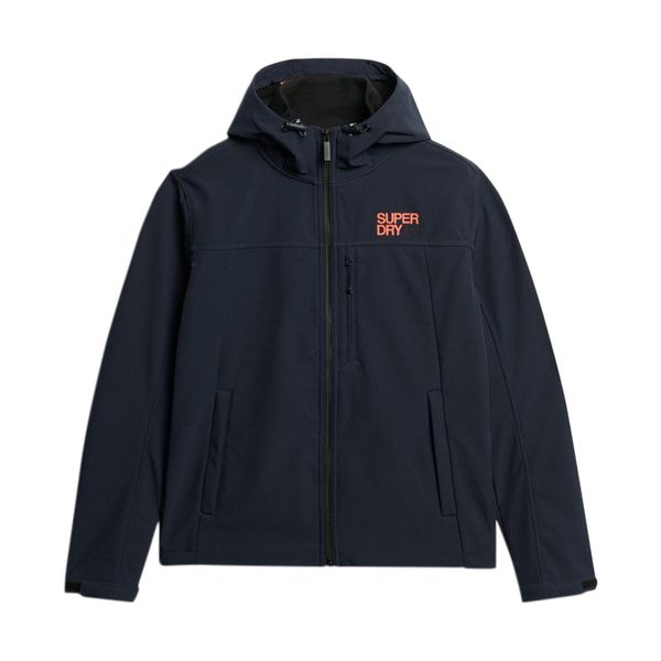 Kurtka z kapturem Superdry Soft Shell. Niebieskie kurtki Superdry, m, bez wzorów, z softshellu, z kapturem. Za 447.35 zł.