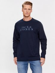 Jack&Jones Bluza 12244404 Granatowy Standard Fit. Niebieskie bluzy Jack&Jones, m, bez wzorów, z bawełny, bez kaptura. Za 79.99 zł.