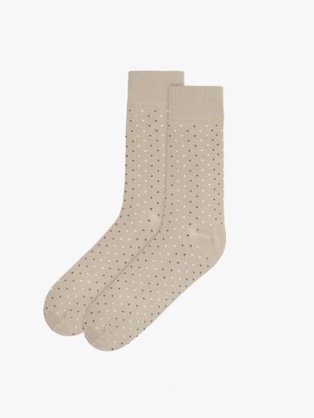 Beżowe skarpety męskie w kropki. Brązowe skarpety Ryłko, bez wzorów, z bawełny. Za 24.99 zł.
