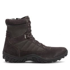 Trzewiki Lasocki. Szare botki sznurowane Lasocki, bez wzorów, bez obcasa, bez zapięcia. Za 139.99 zł.