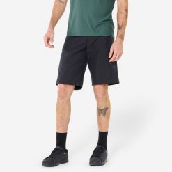 Szorty rowerowe MTB Rockrider Essential. Czarne spodenki rowerowe ROCKRIDER, l, bez wzorów, z materiału, rowerowe. Za 89.99 zł.