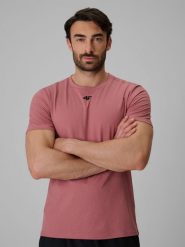 4F Koszulka treningowa regular szybkoschnąca męska - koralowa S. Pomarańczowe t-shirty 4F, m, bez wzorów, z materiału, bez kołnierzyka, bez ramiączek. Za 99.99 zł.