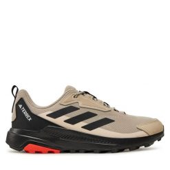 Trekkingi adidas. Brązowe buty trekkingowe Adidas, bez wzorów, bez zapięcia. Za 229.99 zł.