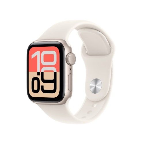 Zegarek Apple Watch SE 3 GPS 40 mm, aluminiowa obudowa w kolorze Starlight z paskiem Starlight Sport Band – M/L. Zegarki smartwatch Apple, bez wzorów. Za 1,279.99 zł.