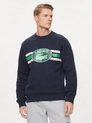 Lacoste Bluza SH1420 Granatowy Regular Fit. Niebieskie bluzy LACOSTE, m, bez wzorów, z bawełny, bez kaptura. Za 699.99 zł.