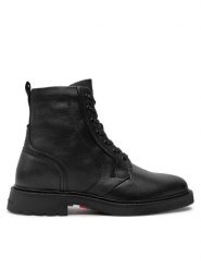 Tommy Hilfiger Trzewiki FM0FM05183 Czarny. Czarne botki sznurowane Tommy Hilfiger, bez wzorów, ze skóry, bez obcasa, bez zapięcia. Za 799.99 zł.