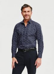 PAKO LORENTE – Męska koszula w kwiatowy mikrowzór. Koszule Pako Lorente, na lato, m, bez wzorów, z bawełny, bez kołnierzyka, bez ramiączek. Za 199.99 zł.