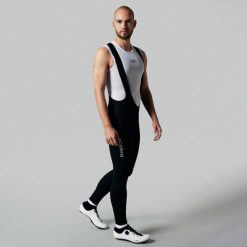 Męskie długie spodnie kolarskie z szelkami do kolarstwa górskiego. Czarne spodenki rowerowe ACELERA, m, bez wzorów, rowerowe. W wyprzedaży za 211.46 zł.